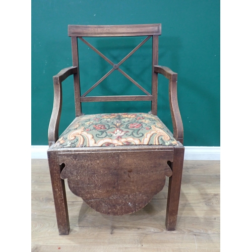 19 - A pair of Georgian mahogany Dining Chairs with pierced rail backs and drop in seats, a 19th Century ... 