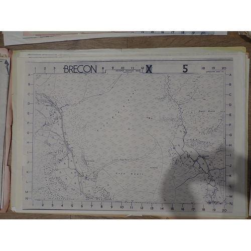 2 - A large quantity of early 1900s printed Maps of the Brecon area