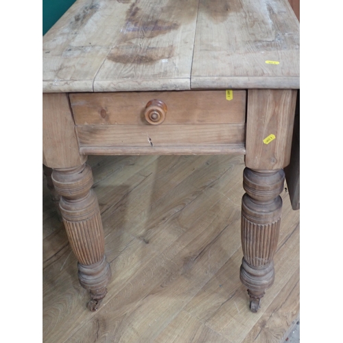 20 - A pine and beech Dropleaf Table fitted two drawers on turned supports A/F and a Victorian Pembroke T... 