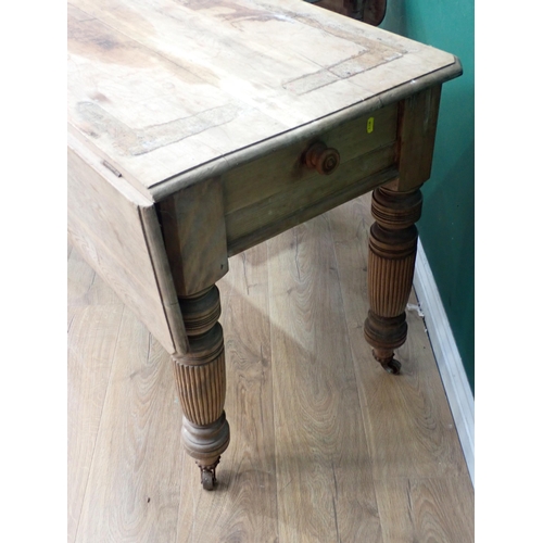 20 - A pine and beech Dropleaf Table fitted two drawers on turned supports A/F and a Victorian Pembroke T... 