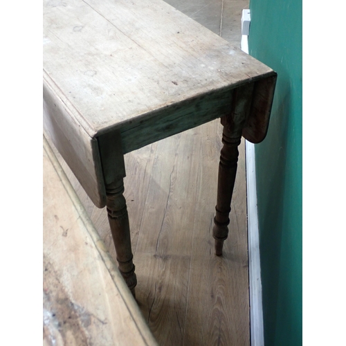 20 - A pine and beech Dropleaf Table fitted two drawers on turned supports A/F and a Victorian Pembroke T... 