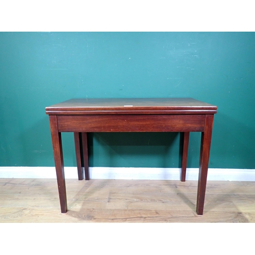 24 - A 19th Century mahogany fold over Tea Table on square supports 3ft W x 2ft 2in H