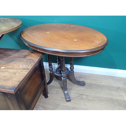 308 - A mahogany oval Occasional Table on turned supports, a modern circular Table with bentwood supports,... 