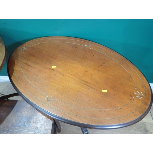 308 - A mahogany oval Occasional Table on turned supports, a modern circular Table with bentwood supports,... 