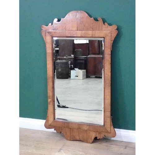 31 - An antique Georgian Style walnut framed Mirror, with later bevelled plate, 3ft 8