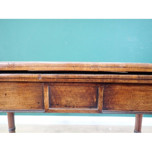 310 - A 19th Century fold over Card Table with green baize, on turned tapering supports A/F, 3ft Wide x 2f... 