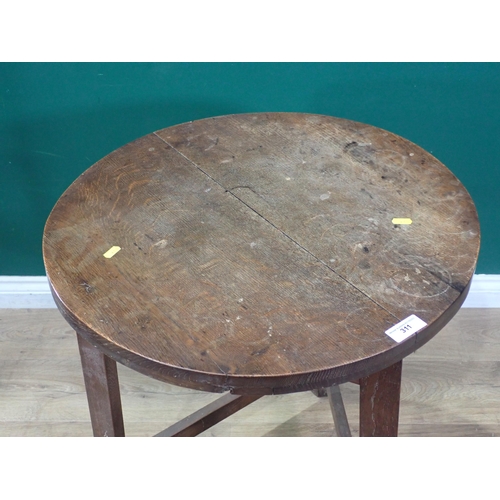 311 - An oak Cricket Table with later top and other alterations, 2ft 5