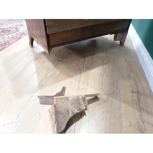 34 - A 19th Century mahogany Bow Front Chest of four long graduated Drawers, with brass ring handles and ... 