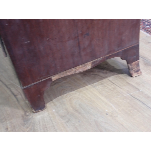 34 - A 19th Century mahogany Bow Front Chest of four long graduated Drawers, with brass ring handles and ... 