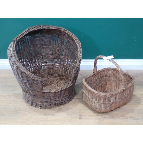 A wicker Dog Basket and another wicker Basket A/F (Some Woodworm).