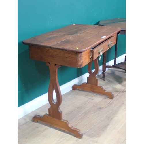 50 - A rectangular Side Table made from mixed woods with single fitted drawer, on shaped supports A/F and... 