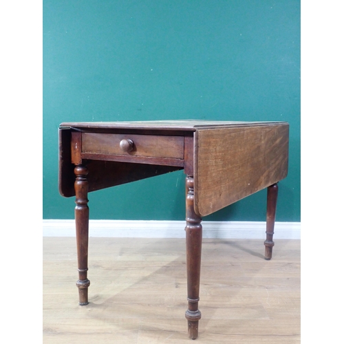 504 - A Victorian mahogany Pembroke Table fitted single end drawer 3ft 3in W x 2ft 3in H