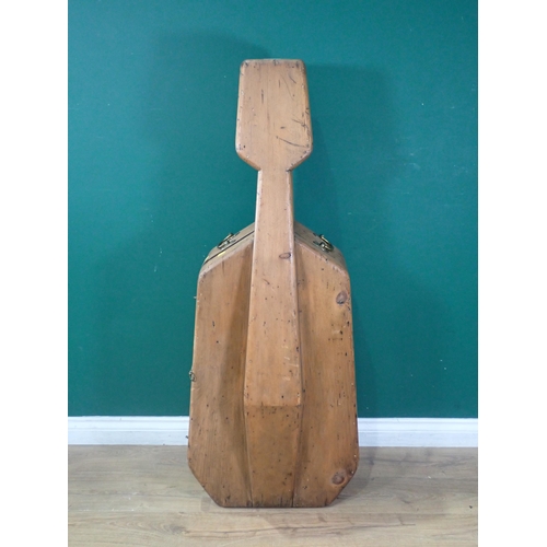 507 - A vintage Pine Cello Case with pair of brass carrying handles, 4ft 4