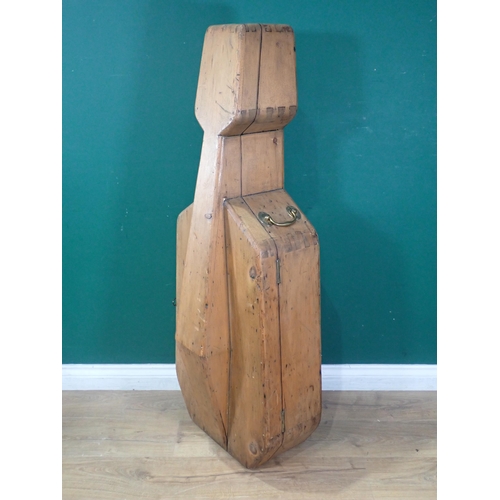 507 - A vintage Pine Cello Case with pair of brass carrying handles, 4ft 4