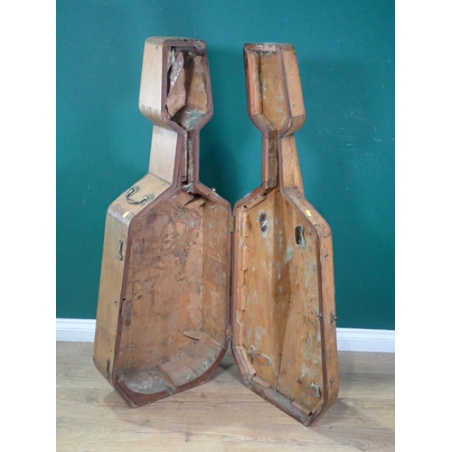 507 - A vintage Pine Cello Case with pair of brass carrying handles, 4ft 4