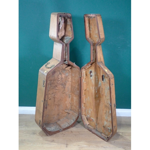 507 - A vintage Pine Cello Case with pair of brass carrying handles, 4ft 4