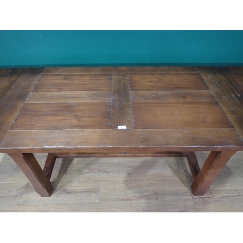 55 - An oak Refectory Table with single fitted drawer and two extension leaves, 5ft 4