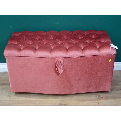 64 - A modern pink button upholstered Ottoman 3ft W x 1ft 7in H