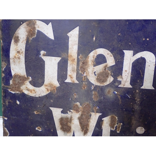 85 - A vintage Glen Alva Whisky enamel Sign 18in W x 12in H