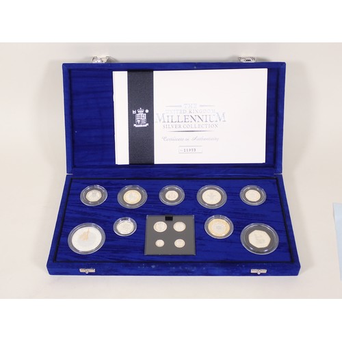 269 - A Royal Mint 2000 Millenium silver proof collection, 1p - £5, including a Maundy set, in case of iss... 