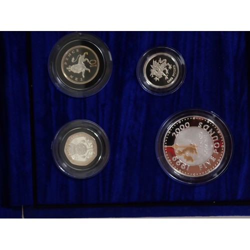 269 - A Royal Mint 2000 Millenium silver proof collection, 1p - £5, including a Maundy set, in case of iss... 