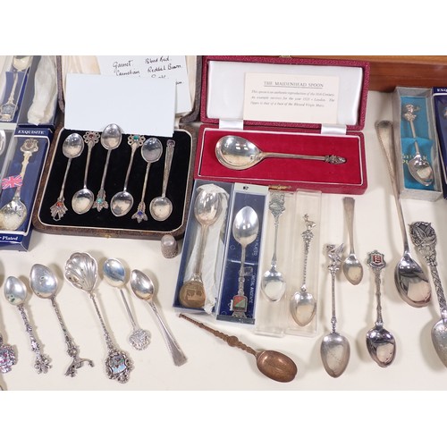 271 - A cased set of RSPB Danbury Mint hallmarked silver Spoons in fitted case with COA, along with a coll... 