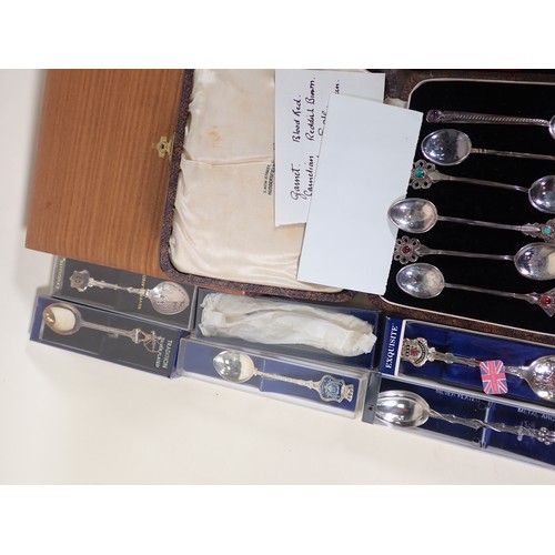 271 - A cased set of RSPB Danbury Mint hallmarked silver Spoons in fitted case with COA, along with a coll... 