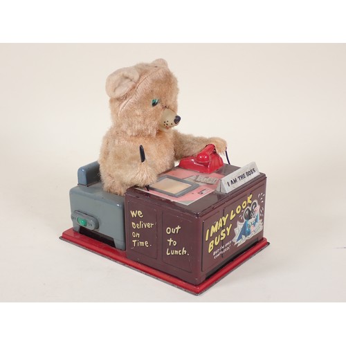 290 - A Vintage battery operated Toy Bear at a Desk 