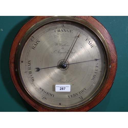 287 - A mahogany cased Banjo Barometer by 