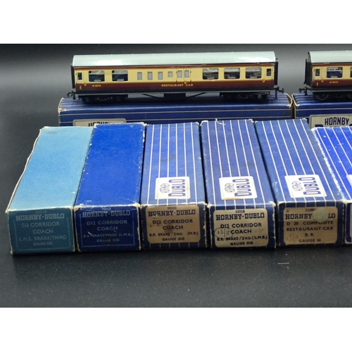 1068 - Twelve boxed Hornby-Dublo 3-rail tinplate Coaches. Condition varies