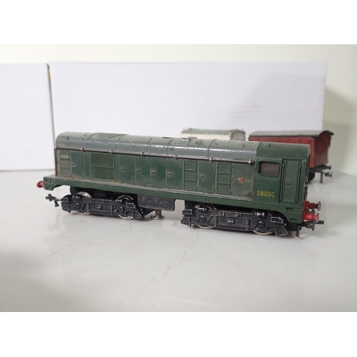 1071 - Four unboxed playworn Hornby Dublo 3-rail Locomotives including 'Duchess of Montrose', Deltic, Bo-Bo... 