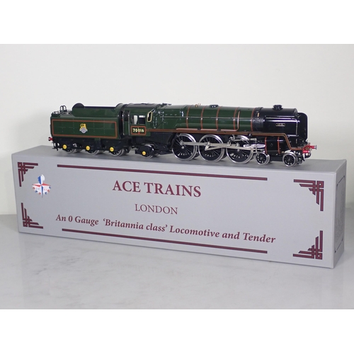 1075 - A boxed Ace Trains 0 gauge Britannia Class 4-6-2 Locomotive in pre-1956 logo B.R. green livery as No... 