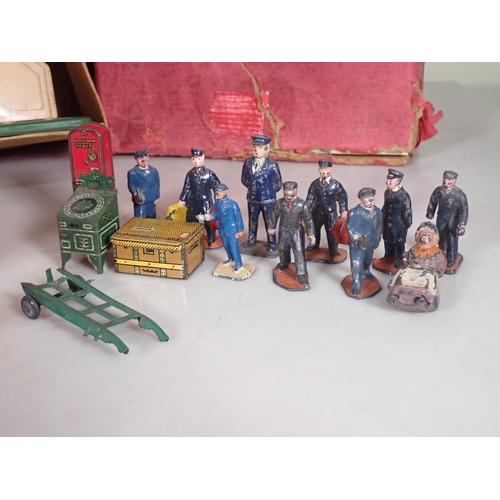 1080 - A boxed Hornby 0 gauge Signal Box, Signal, unboxed Turntable, Signals, Water Tower, Station Staff an... 