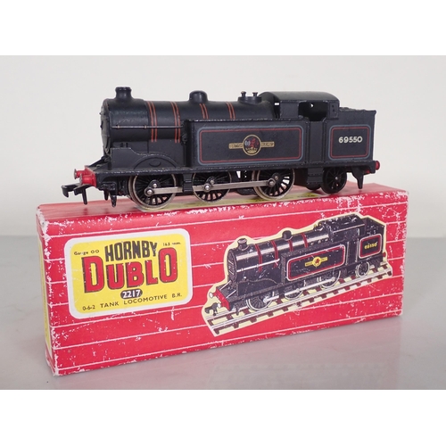 1095 - Two boxed Hornby Dublo No.2217 2-rail 0-6-2T Locomotives in B.R. black, one with large safety valve,... 