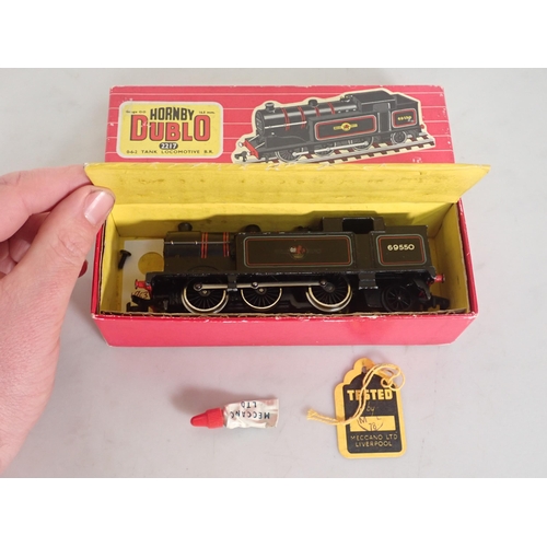 1095 - Two boxed Hornby Dublo No.2217 2-rail 0-6-2T Locomotives in B.R. black, one with large safety valve,... 