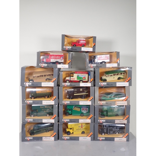 1134 - Fifteen boxed Corgi Classics Commercial Vehicles including Bedford type OB Coach, Renault Van, AEC 5... 