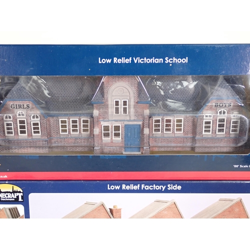 1154 - Seven boxed Bachmann Scenecraft 00 gauge Buildings including Church, Victorian School, Factory Side,... 