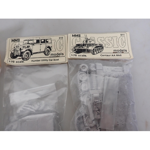 1157 - Eleven MMS Models diecast Kits of Military Vehicles including A9 Tank, T74 Battle Tank, Humber Scout... 