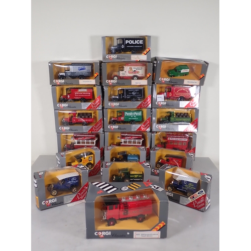 1185 - Twenty boxed Corgi Classics diecast Models including 'Leda Salt' Thorneycroft Box Van, 'Castrol' Mor... 