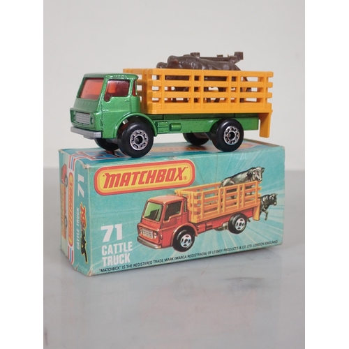 1193 - Five boxed Matchbox 75 diecast Models including No.15 Forklift Truck, No.17 The Londoner, No.65 Airp... 