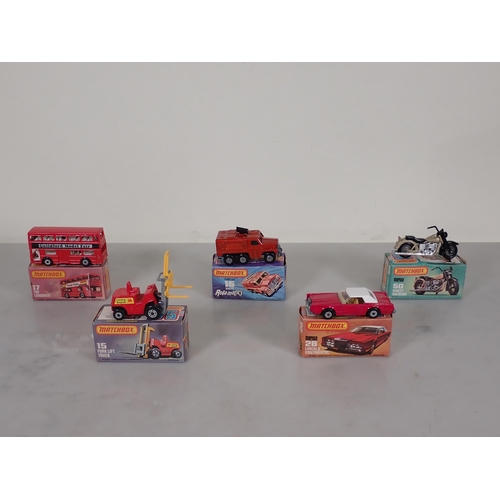 1197 - Five boxed Matchbox Superfast and 75 diecast Models including No.15 Fork Lift Truck, No.16 Badger Ro... 