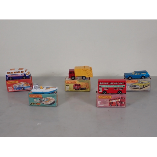 1198 - Five boxed Matchbox Superfast and 75 diecast Models including No.5 Seafire Speedboat, No.17 The Lond... 