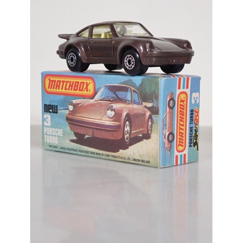 1205 - Five boxed Matchbox Superfast 75 diecast Models  including No.3 Porsche Turbo, No.6 Mercedes Tourer,... 