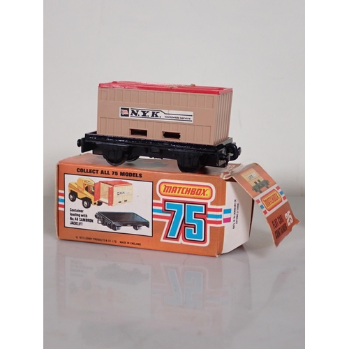 1210 - Five boxed Matchbox Superfast and 75 diecast Models including No.8 De Tomaso Pantera, No.25 Flat Car... 