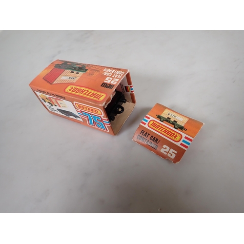 1210 - Five boxed Matchbox Superfast and 75 diecast Models including No.8 De Tomaso Pantera, No.25 Flat Car... 