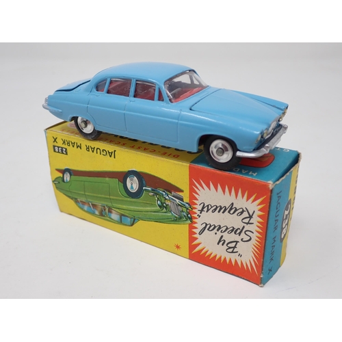 1214 - A boxed Corgi Toys No.238 pale blue Jaguar Mk10