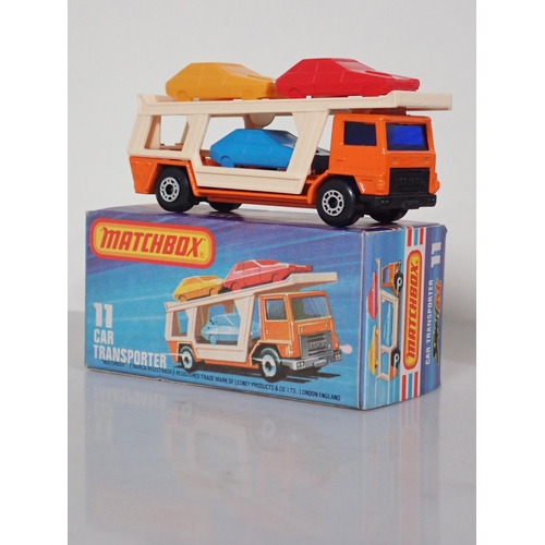 1225 - Four boxed Matchbox Superfast and 75 diecast Models including No.11 Car Transporter, No.30 Artic Tru... 