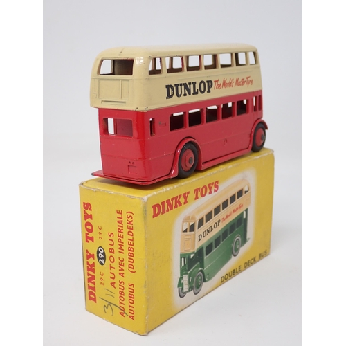 1232 - A boxed Dinky Toys No.290 red and cream Double Deck Bus Dunlop