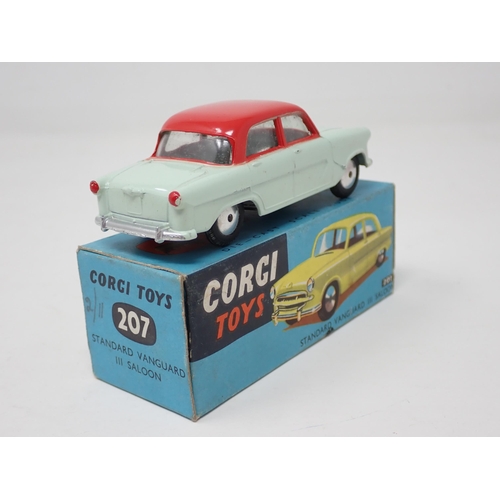 1234 - A boxed Corgi Toys No.207 Standard Vanguard Saloon in off white with red roof