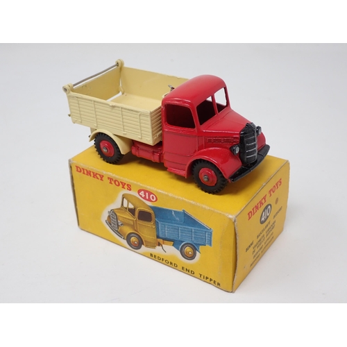 1258 - A boxed Dinky Toys No.410 red and cream Bedford End Tipper